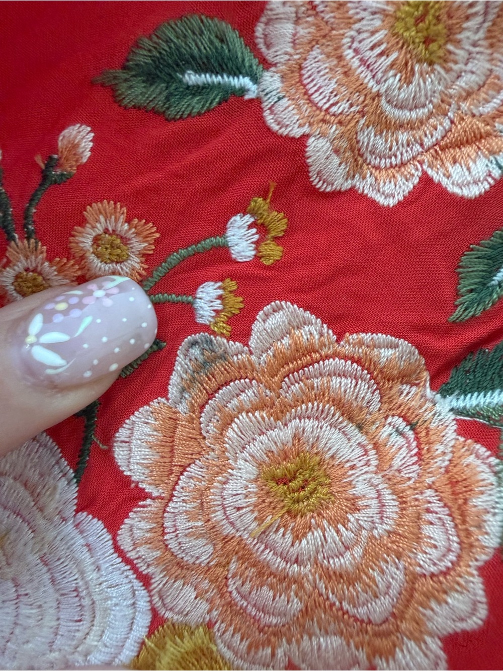 Floral Embroidered Red Maxi Duster Summer Kimono w/ Tie Front Size Lg Forever 21 - Picture 12 of 12